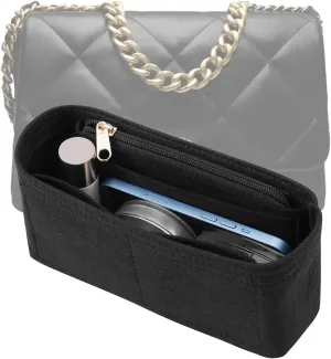 Purse Organizer Insert for CHANEL 19 Maxi Flap Bag Organizer Insert Handbag (Black, Maxi)