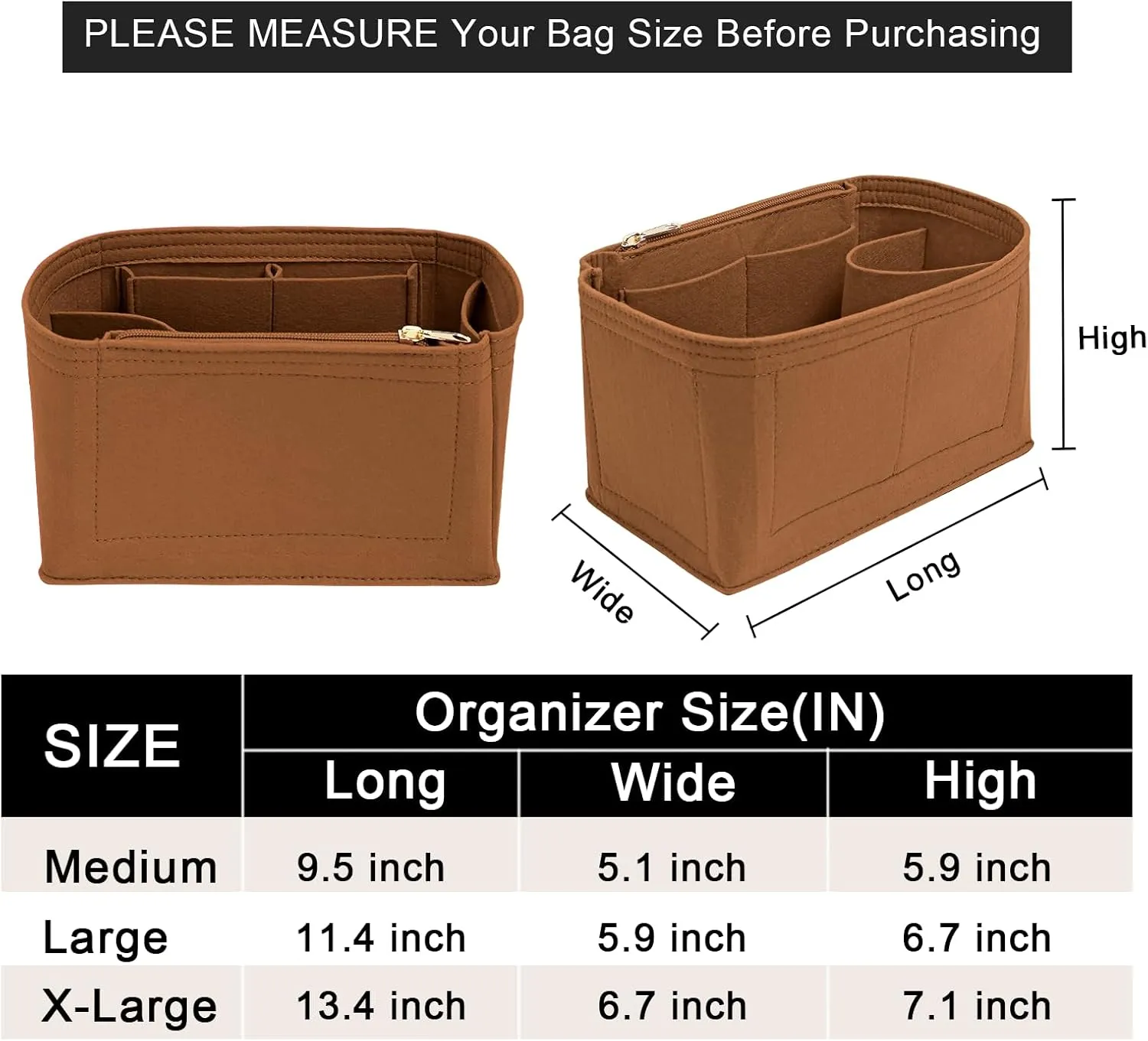 Purse Organizer Inserts for Speedy 25 Felt Purse Inserts HandBag and Tote bag Neverful Organizer Insert (EarthColor,Medium