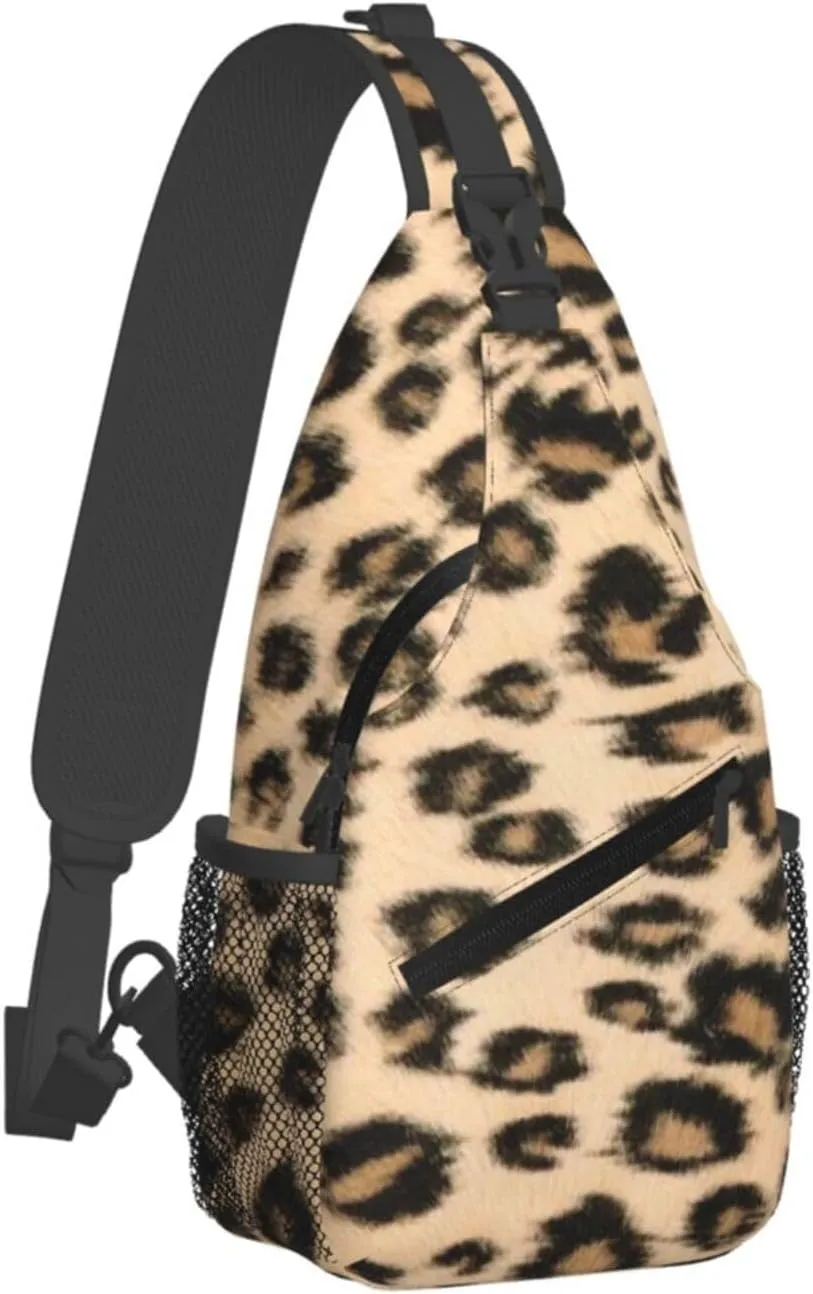 rainbow cheetah Sling Bag Adjustable Crossbody Bag Casual Chest Bags Travel Shoulder Backpack For Women Men
