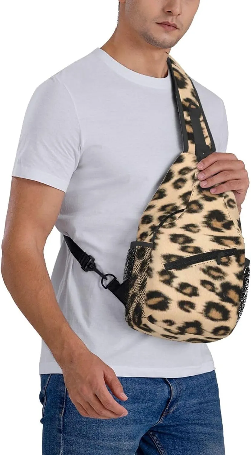 rainbow cheetah Sling Bag Adjustable Crossbody Bag Casual Chest Bags Travel Shoulder Backpack For Women Men