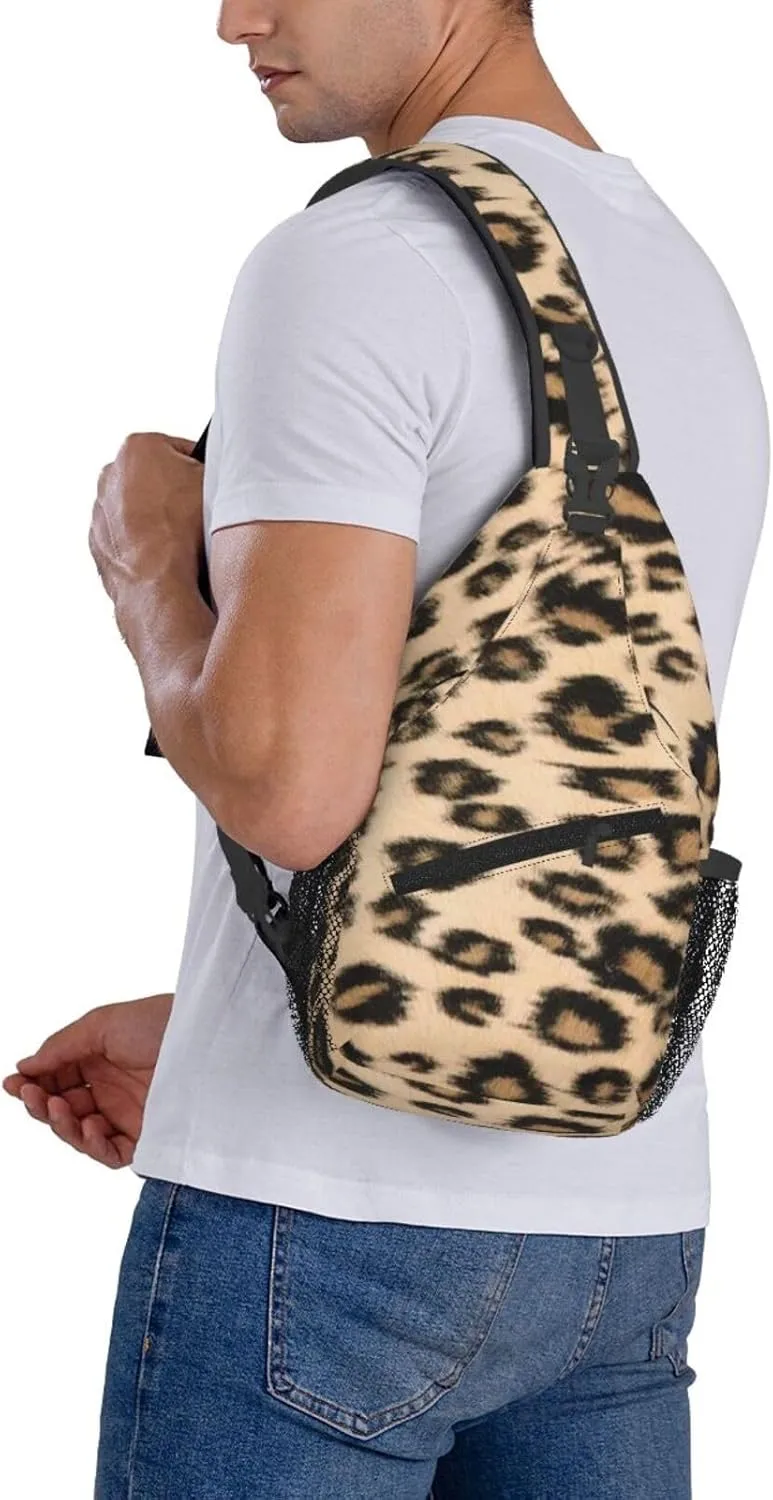 rainbow cheetah Sling Bag Adjustable Crossbody Bag Casual Chest Bags Travel Shoulder Backpack For Women Men