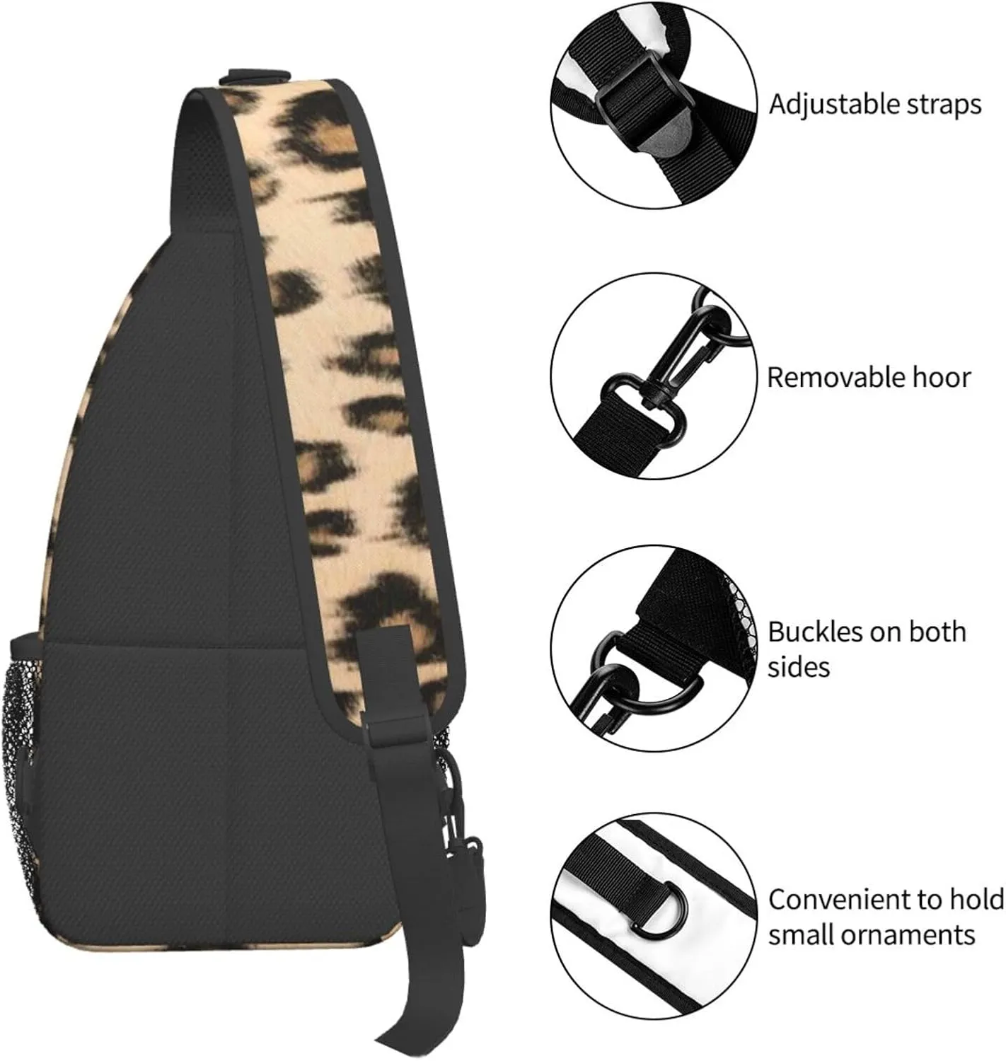 rainbow cheetah Sling Bag Adjustable Crossbody Bag Casual Chest Bags Travel Shoulder Backpack For Women Men