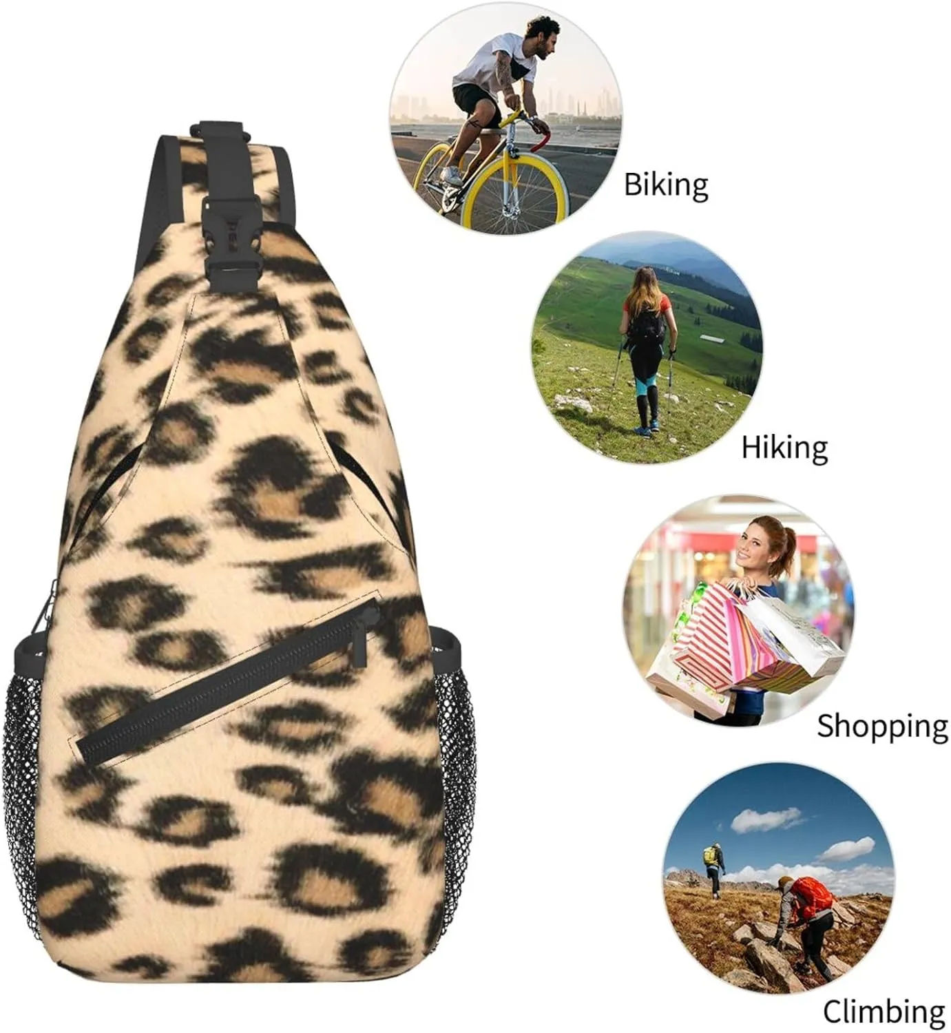 rainbow cheetah Sling Bag Adjustable Crossbody Bag Casual Chest Bags Travel Shoulder Backpack For Women Men