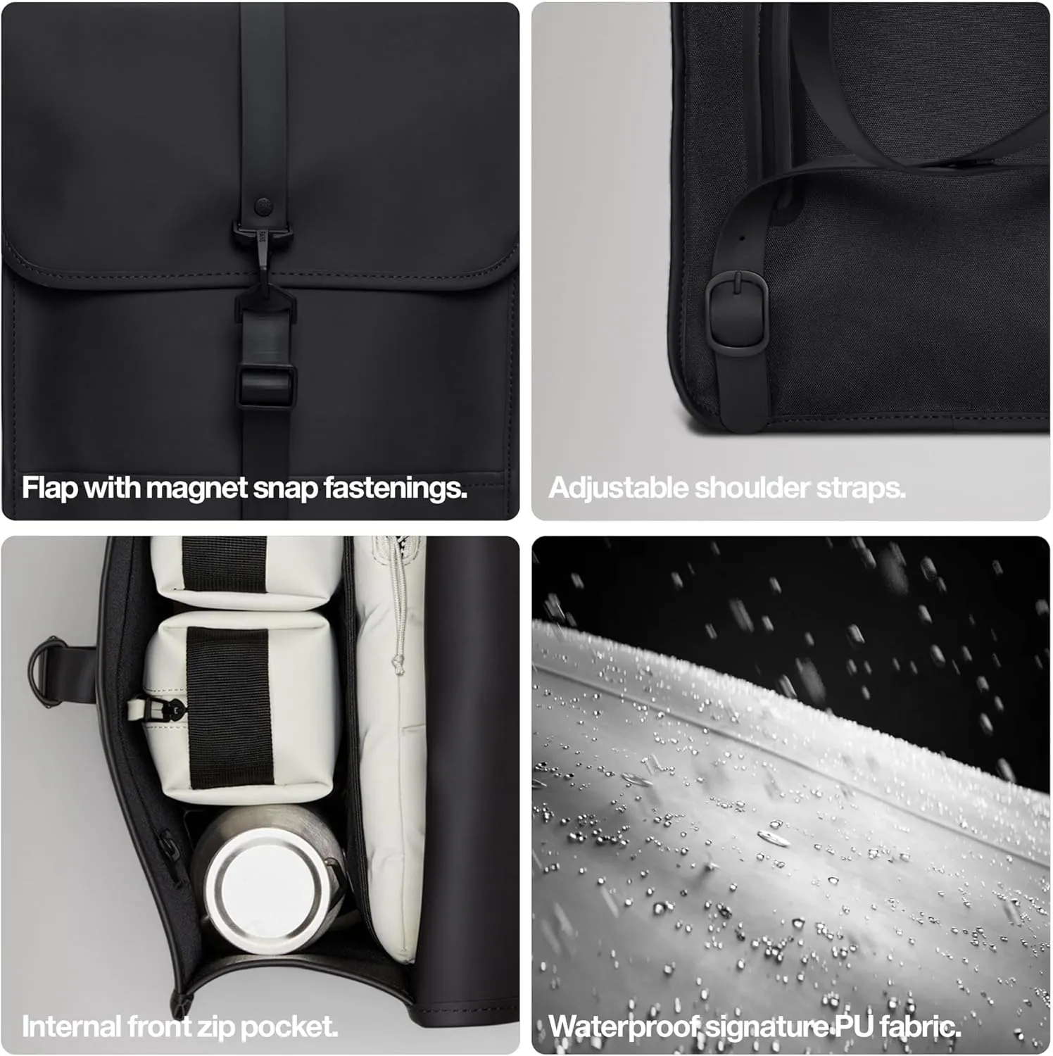 RAINS Backpack – Durable Waterproof Laptop Backpack for Men and Women for Travel, Work and Commuting – Black Bag with Secure Closure – 15" Laptop Pocket – 2 Year Warranty