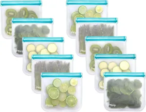 (re) zip 10-Pack Reusable Sandwich Lunch Bags | BPA-Free, Food Grade, Leakproof, Freezer Safe, Dishwasher Safe, Travel Friendly | 3.5 Cup / 28-Ounce | Aqua