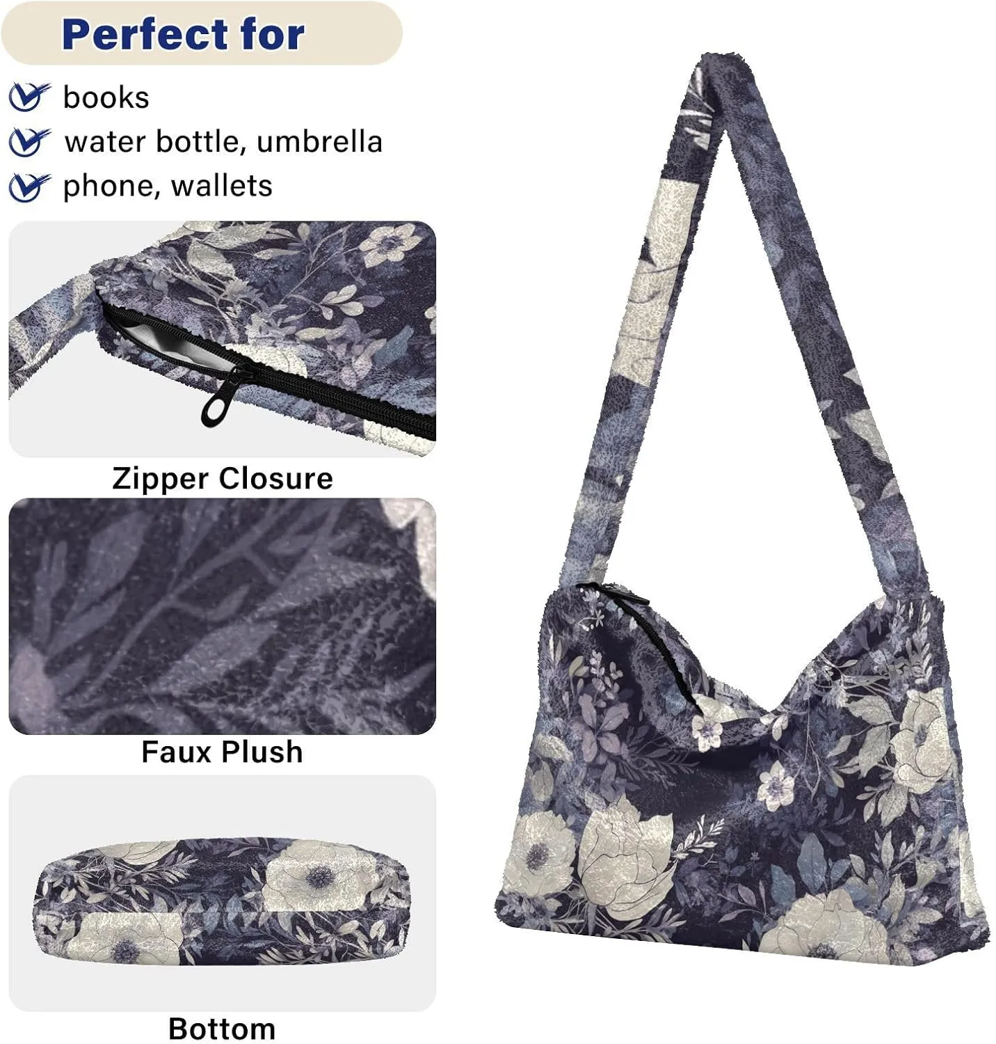 Red Beige Tricolor Premium Gray Watercolor Plush Bag, Women Handbag, Shoulder Handbag Women