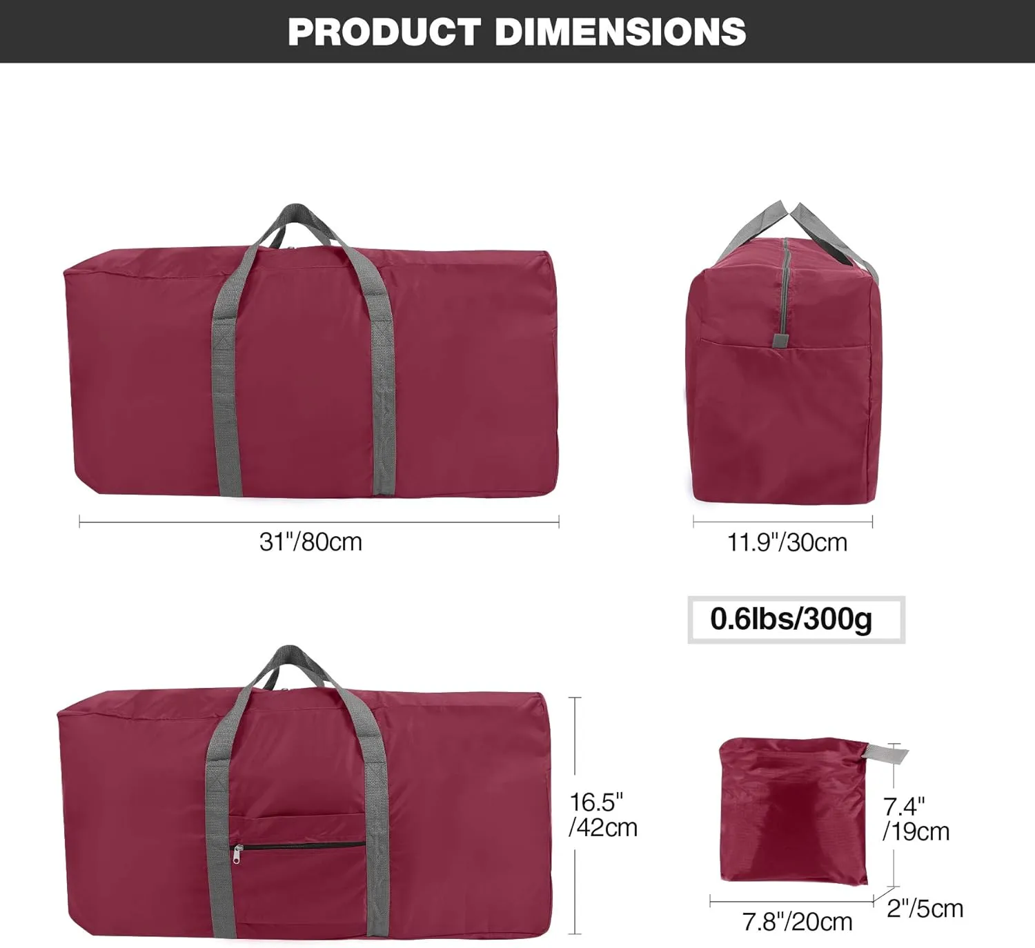 REDCAMP 100L Extra Large Duffle Bag, Water Resistant Lightweight Foldable Duffel Bag for Outdoor Camping, Red