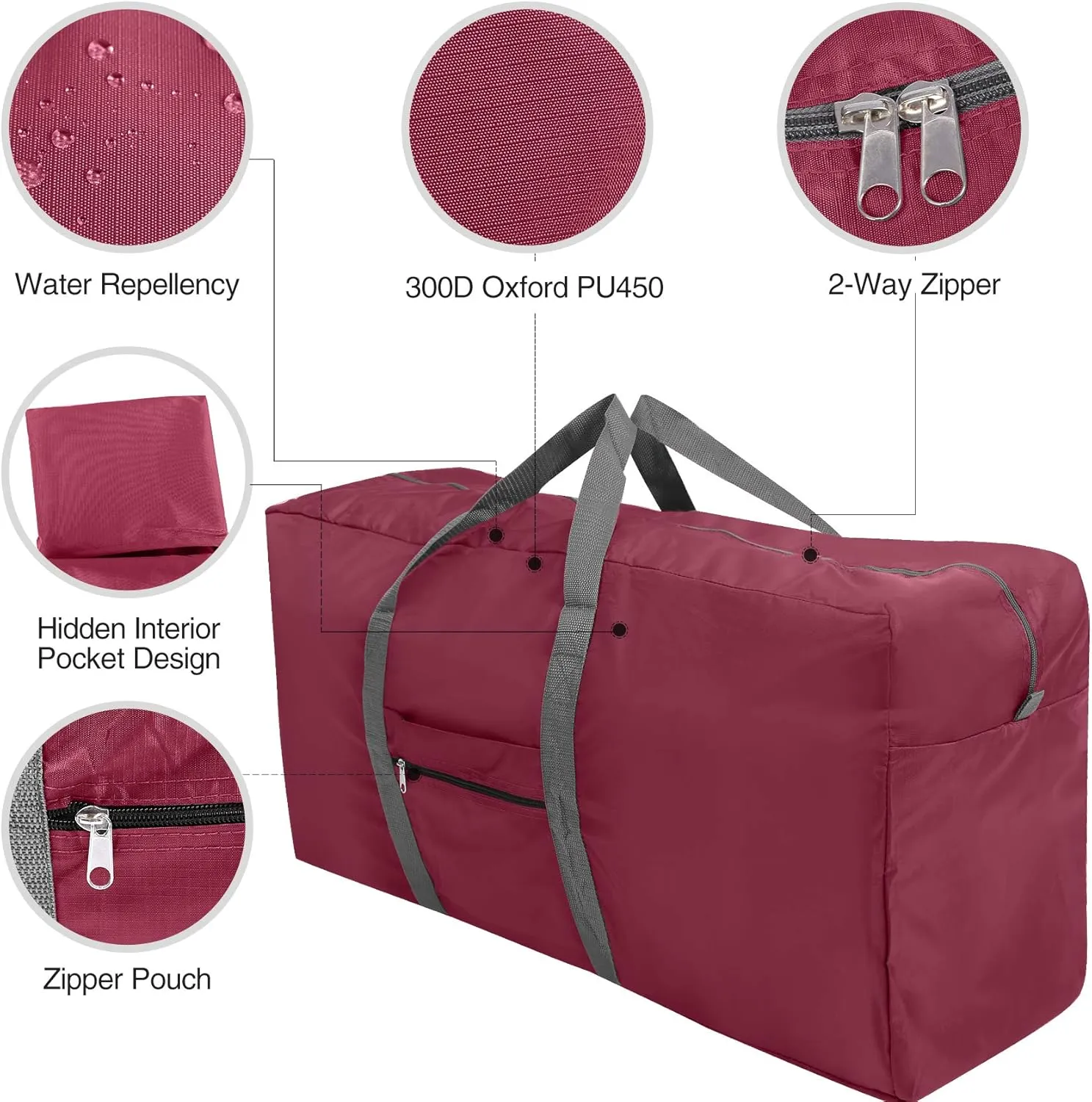 REDCAMP 100L Extra Large Duffle Bag, Water Resistant Lightweight Foldable Duffel Bag for Outdoor Camping, Red