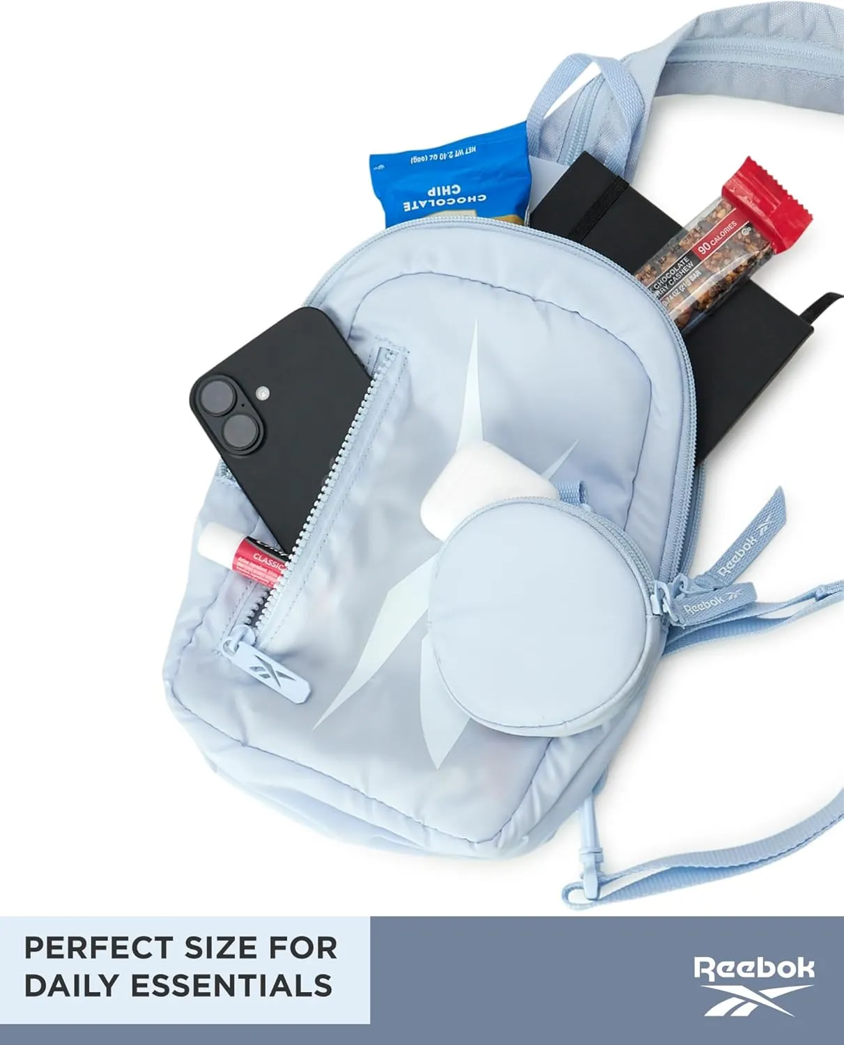 Reebok Men and Womens Crossbody Bag - Small Cross Body Bags for Women Backpack with Adjustable Strap for Travel and Gym, Blue Mindy