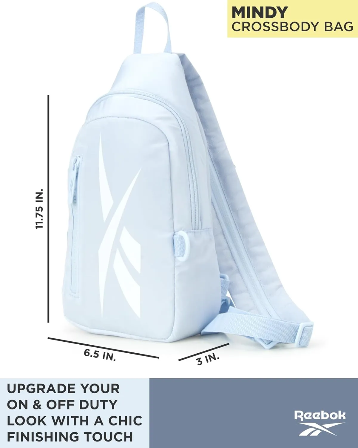 Reebok Men and Womens Crossbody Bag - Small Cross Body Bags for Women Backpack with Adjustable Strap for Travel and Gym, Blue Mindy