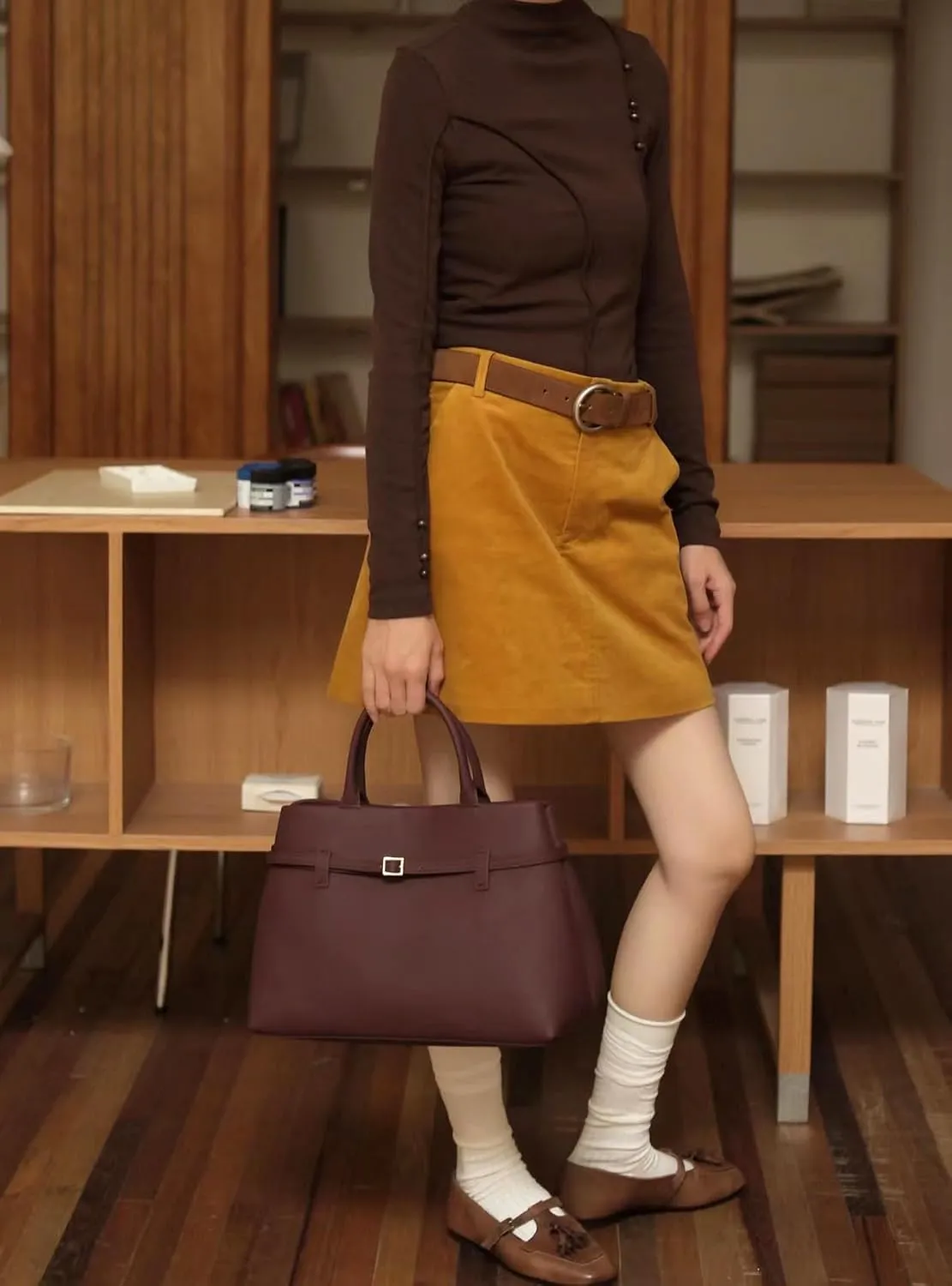 Rejolly Tote Bag for Women Buckle Belt Leather Handbag Top Handle Trendy Shoulder Purse