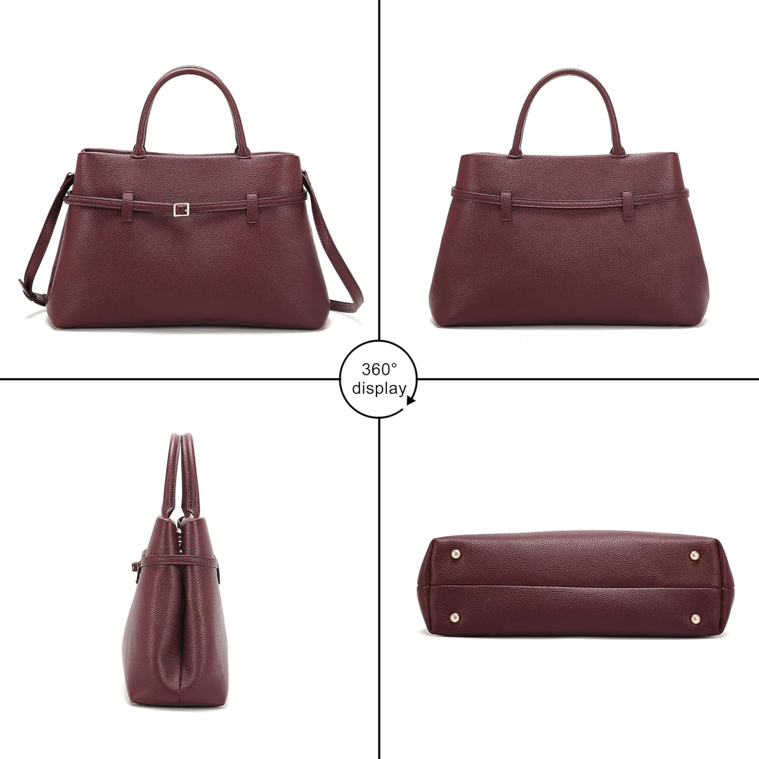 Rejolly Tote Bag for Women Buckle Belt Leather Handbag Top Handle Trendy Shoulder Purse