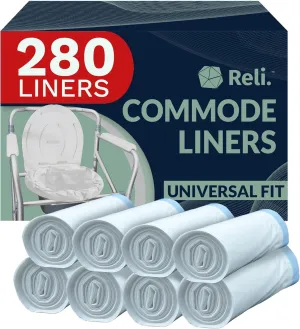 Reli. Commode Liners | Pack of 280 | Universal Fit | Bedside Commode Liners Disposable | Portable Toilet Bags
