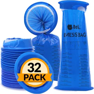 Reli. Vomit Bags Disposable (32 Pack) Barf Bags Disposable, 1000ml | Throw Up, Emesis, Puke, Nausea | Use for Car, Barf, Adults, Kids (Blue)
