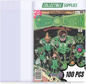 Resealable Current Comic Book Bags | Clear Comic Book Sleeves with Thick Material for Comic Book Protection | PVC-Free & Acid-Free (100 Pack)