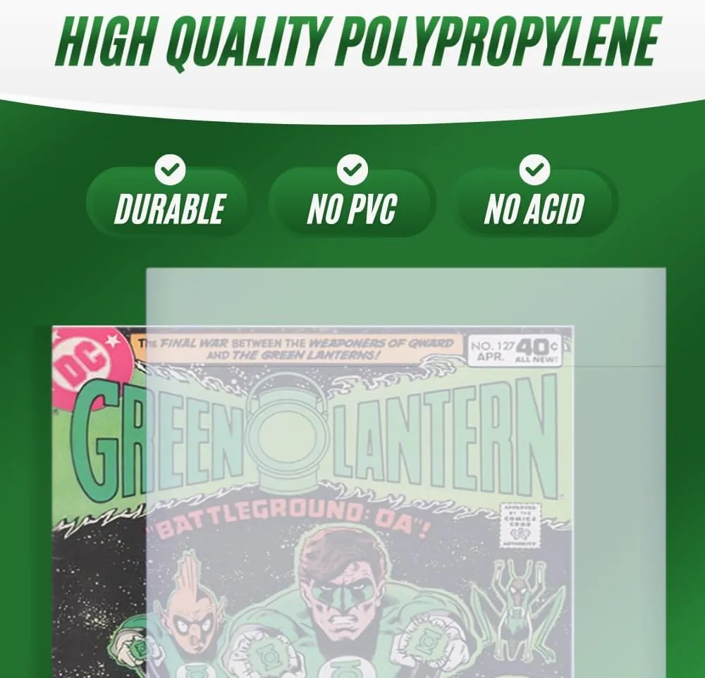 Resealable Current Comic Book Bags | Clear Comic Book Sleeves with Thick Material for Comic Book Protection | PVC-Free & Acid-Free (100 Pack)