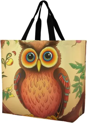 Reusable Grocery Bags Owl Beliefs Shopping Bag Lightweight Shoulder Bags Large Tote Bag for Travel Work Handbag