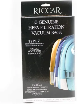 Riccar RZH-6 HEPA Bags for Moonlight , Sunburst Compact Canister Vacuums 6 pk.