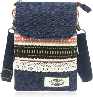 Roomy Cell Phone Purse Wallet Canvas Small Crossbody Purse Bags with Shoulder Strap For Women teen girlsl