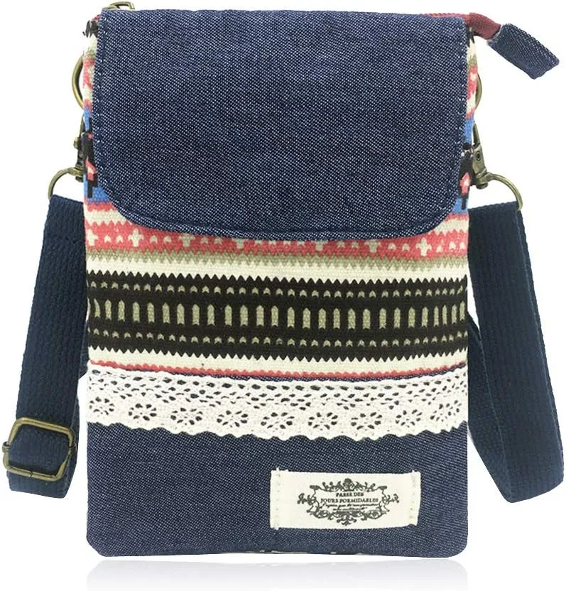 Roomy Cell Phone Purse Wallet Canvas Small Crossbody Purse Bags with Shoulder Strap For Women teen girlsl