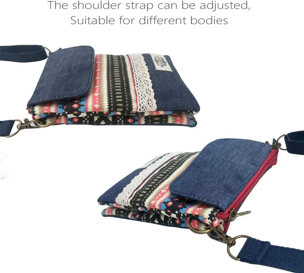 Roomy Cell Phone Purse Wallet Canvas Small Crossbody Purse Bags with Shoulder Strap For Women teen girlsl