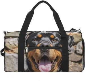Rottweiler Dogs Tongue Head Gym Bag for Men Women Water Resistant Duffle Bag Travel Lightweight Bag for Travel Sports