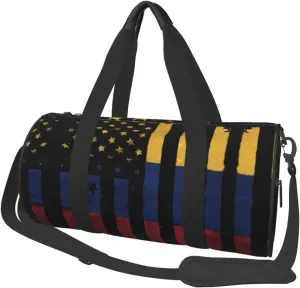 Round Duffle Bag American Venezuelan Flag Unisex Travel Bag Duffle Bag