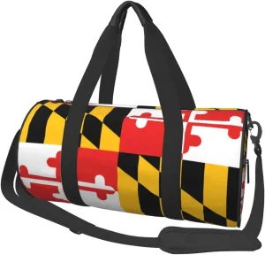 Round Duffle Bag Maryland Flag Unisex Travel Bag Duffle Bag