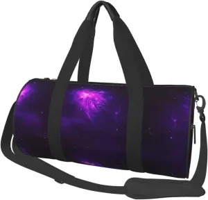 Round Duffle Bag Nebula Galaxy Purple Unisex Travel Bag Duffle Bag