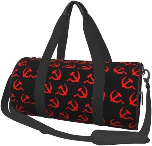 Round Duffle Bag Red Hammer Sickle Unisex Travel Bag Duffle Bag