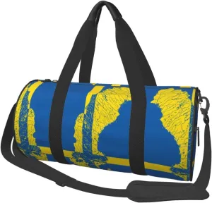 Round Duffle Bag Sweden Map Flag Unisex Travel Bag Duffle Bag