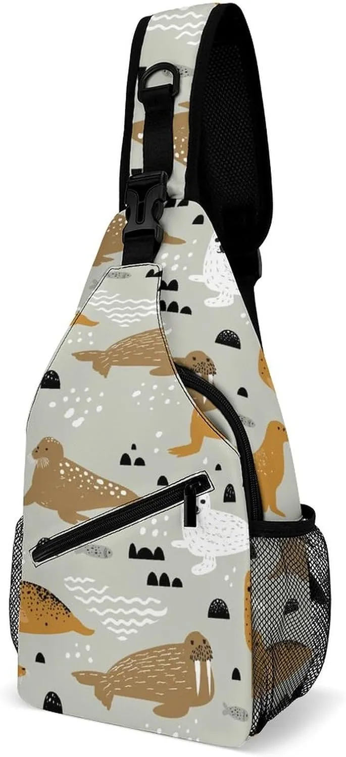 Seal and Walrus Casual Sling Bag Backpack Travel Shoulder Chest Crossbody Bags Adjustable Daypack Unisex