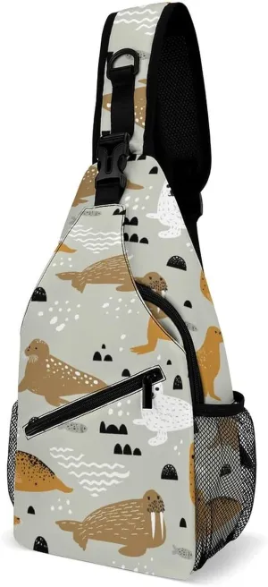 Seal and Walrus Casual Sling Bag Backpack Travel Shoulder Chest Crossbody Bags Adjustable Daypack Unisex