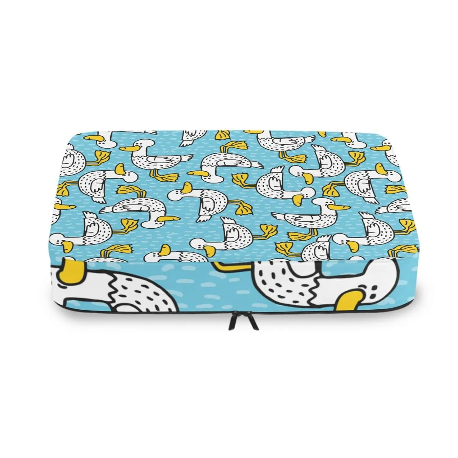 Seamless Cartoon Black Dots Ducks with Yellow Mouth Feet 4 Set Packing Cubes, Travel Packing Organizers, 600D Oxford Cloth Toiletry Storage Bag, Luggage Mesh Bags for Accessories