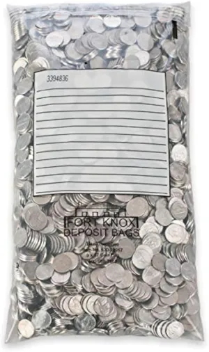 Secure, Durable, Self Sealing Coin Bags - White Block - 9 x 17 - 100/Box