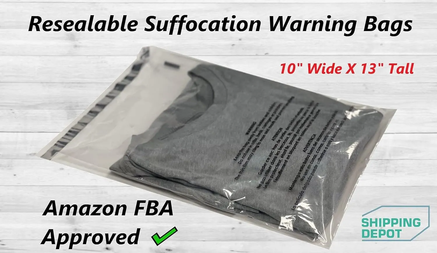 Secure Seal Self-Sealing Suffocation Warning Poly Bags 10x13 Inches | Clear Packaging Bags with Adhesive Strip | Ideal for FBA, Storage, Retail (Pack of 1,000)