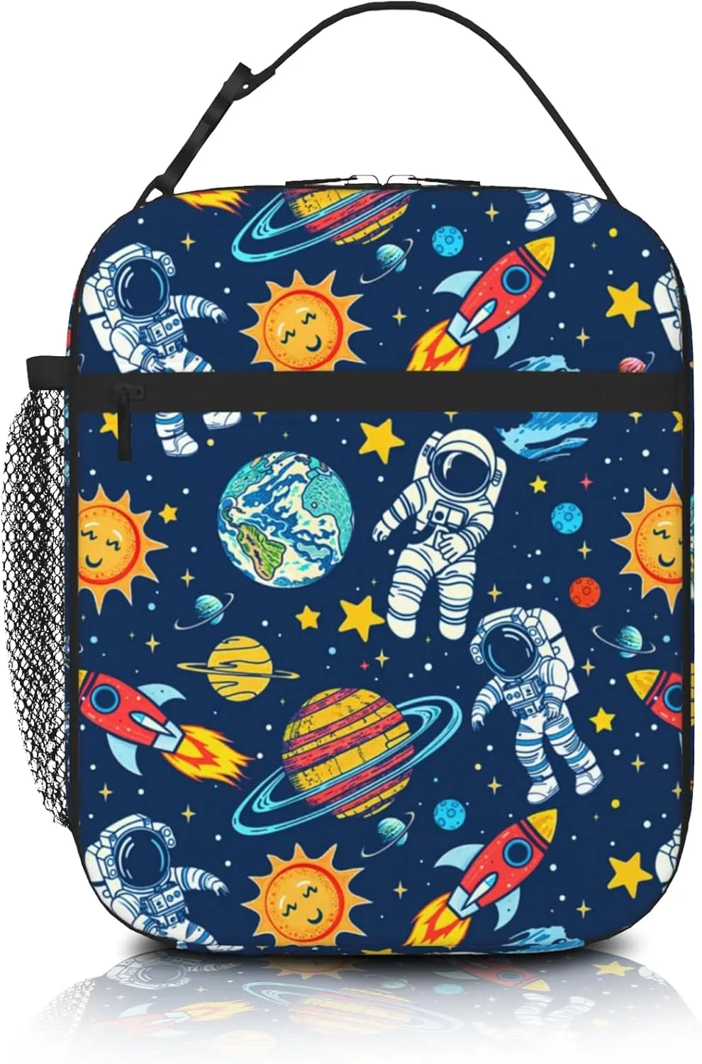 SENROLAN Astronaut Lunch Box for Boys & Girls Space Astronaut Lunch Bag for Kids School Insulated Portable Reusable Lunch Tote Kit Waterproof Cooler Bag for Toddler Students Travel Camping