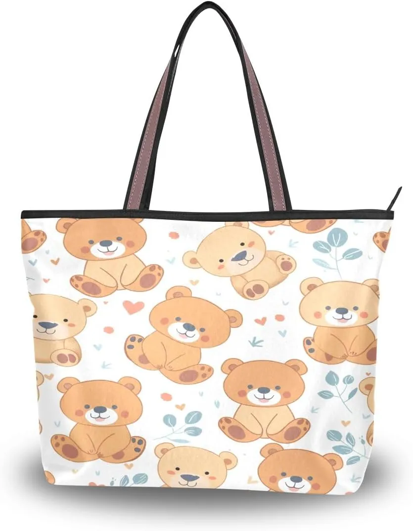 senya Cute Smile Bears Shoulder Bags Large Handle Ladies Handbag