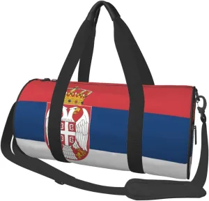 Serbian Flag Duffel Tote for Men and Women Backpacking Travel and Storage Shoulder Bag