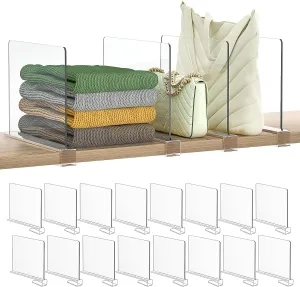 Shelf Dividers Purse Organizer for Closet: 16-Pack Acrylic Bag Storage Organizer for Handbags, Clutches, Clothes, Sweater, Towel