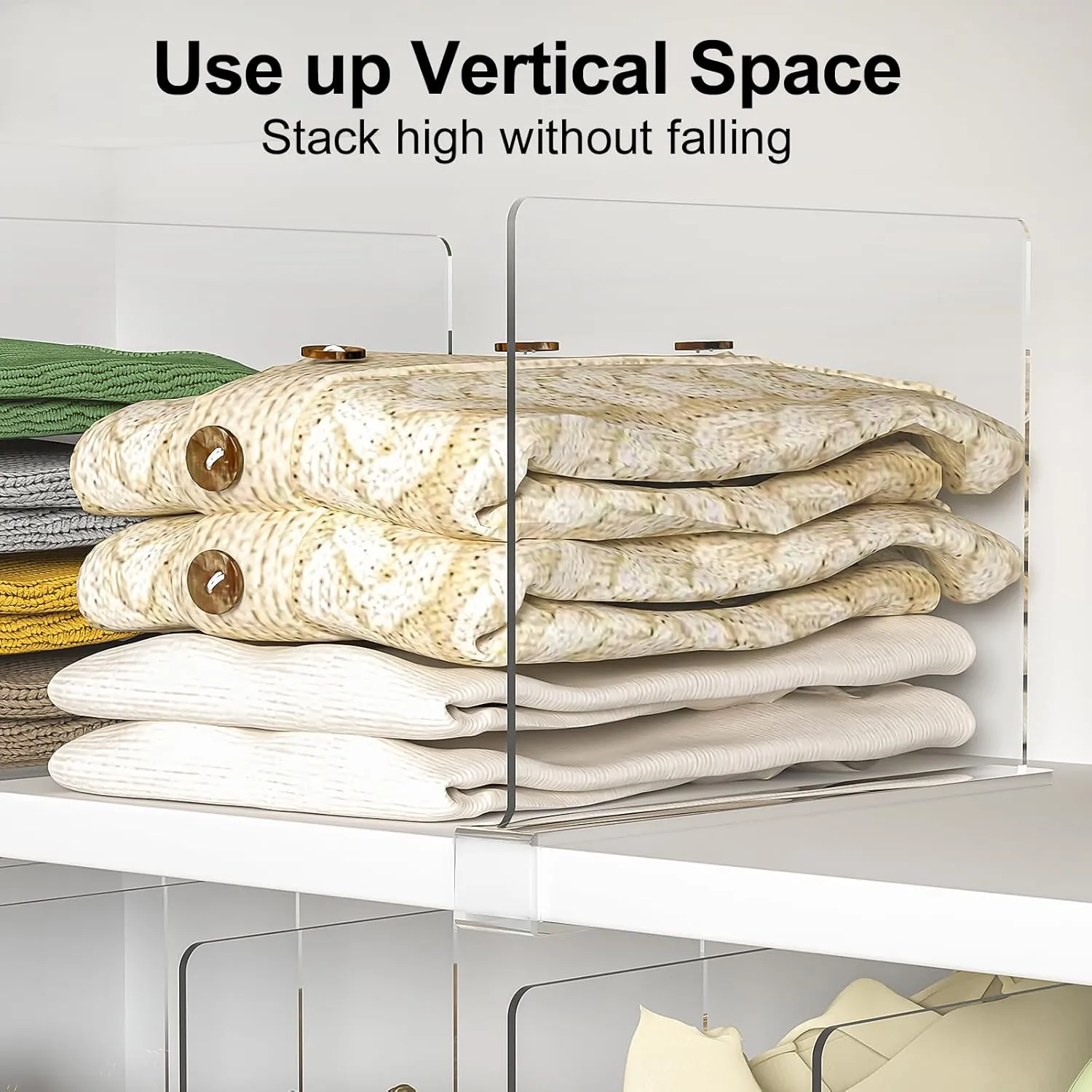 Shelf Dividers Purse Organizer for Closet: 16-Pack Acrylic Bag Storage Organizer for Handbags, Clutches, Clothes, Sweater, Towel