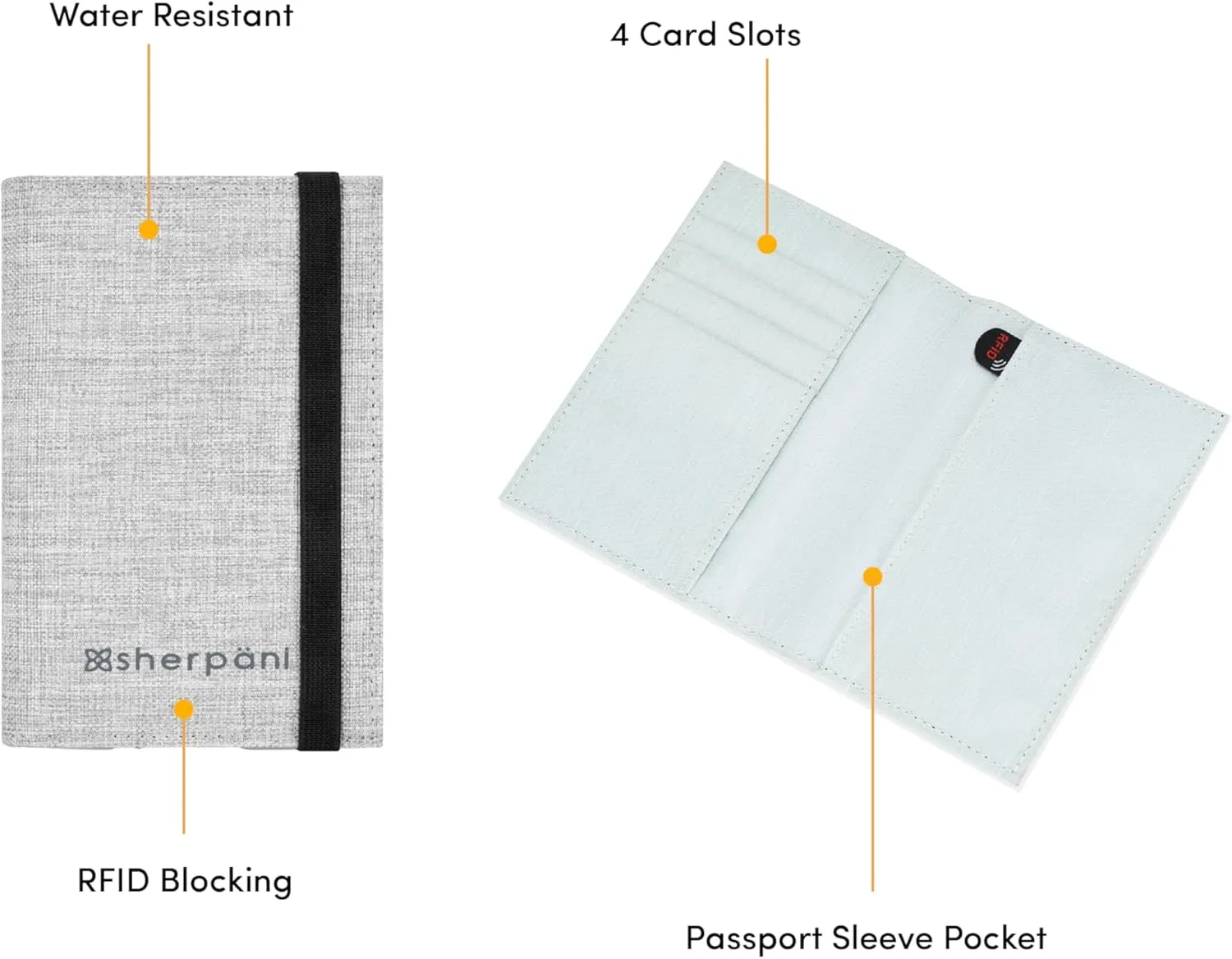 Sherpani Piper, RFID Blocking Neck Wallet, Secure Neck Pouch, Stylish Travel Pouch, Passport Holder for Women, Travel Gift for Mothers Day 2025 (Sterling)