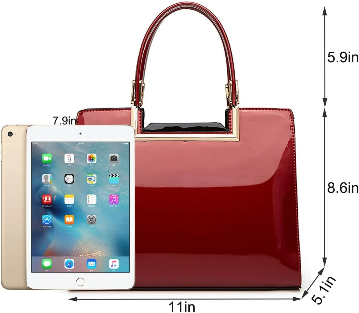 Shiny Patent Leather Handbags Glossy Shoulder Bags Fashion Satchel Purses Party Totes Top Handle Bags for Women
