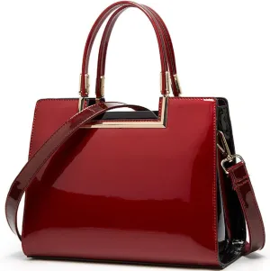 Shiny Patent Leather Handbags Glossy Shoulder Bags Fashion Satchel Purses Party Totes Top Handle Bags for Women