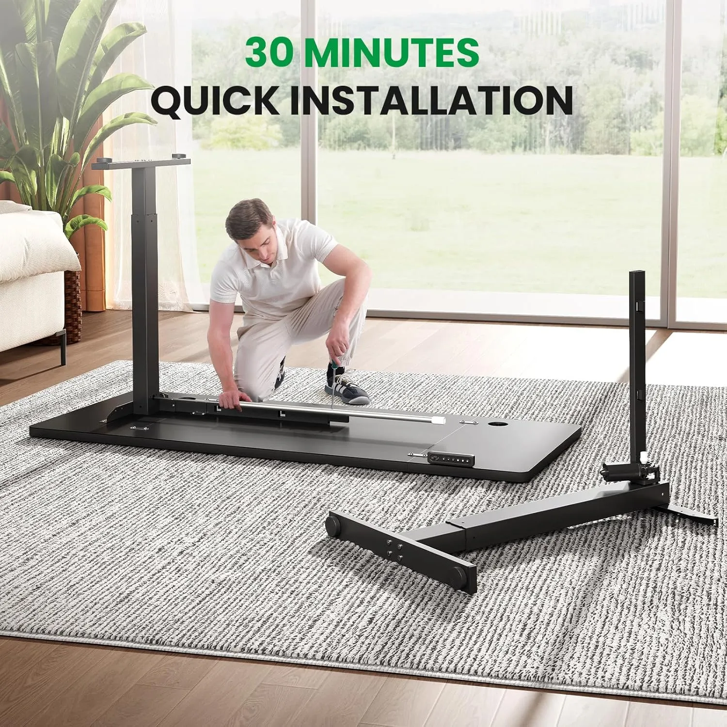 SIAGO Electric Standing Desk Adjustable - 48 x 24 Inch Sit Stand up Desk with Cable Management - 3 Memory Preset Adjustable Height Table
