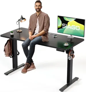 SIAGO Electric Standing Desk Adjustable - 48 x 24 Inch Sit Stand up Desk with Cable Management - 3 Memory Preset Adjustable Height Table