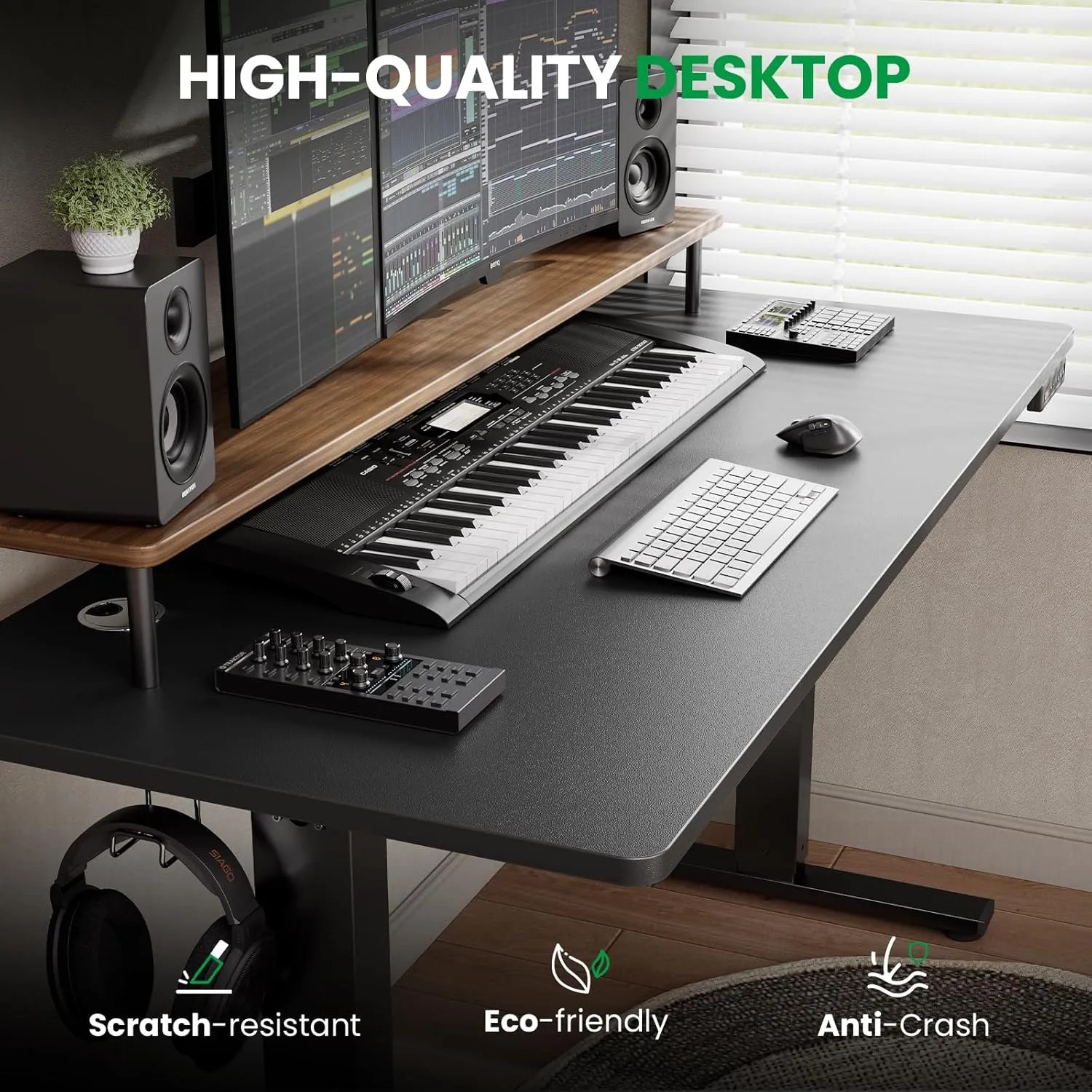 SIAGO Electric Standing Desk Adjustable - 48 x 24 Inch Sit Stand up Desk with Cable Management - 3 Memory Preset Adjustable Height Table