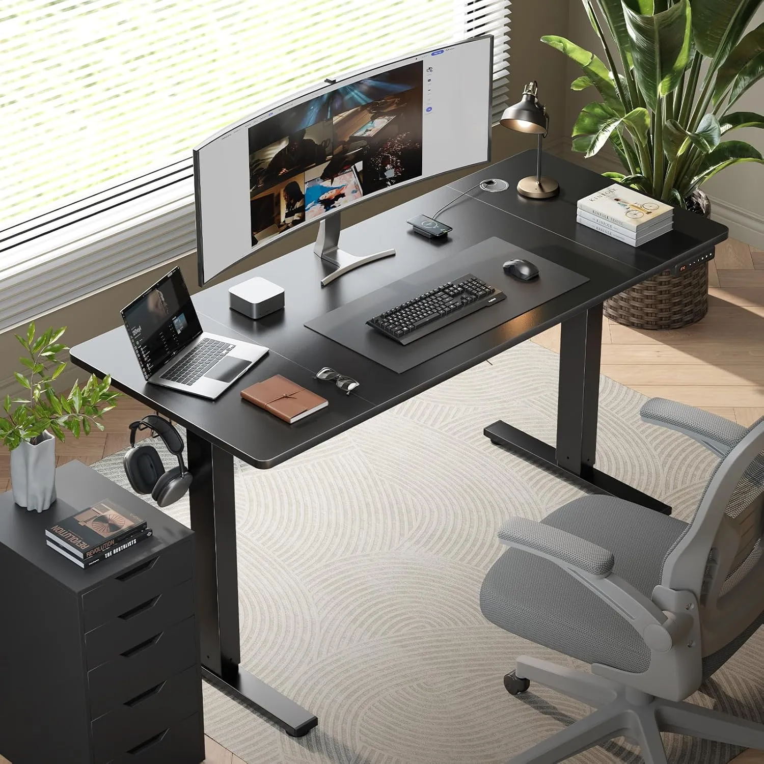 SIAGO Electric Standing Desk Adjustable - 48 x 24 Inch Sit Stand up Desk with Cable Management - 3 Memory Preset Adjustable Height Table