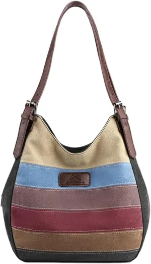 Simple Handbags with Large Capacity Trendy Tote Bags with adjustable strap Casual Stripes Shoulder Bags for Women