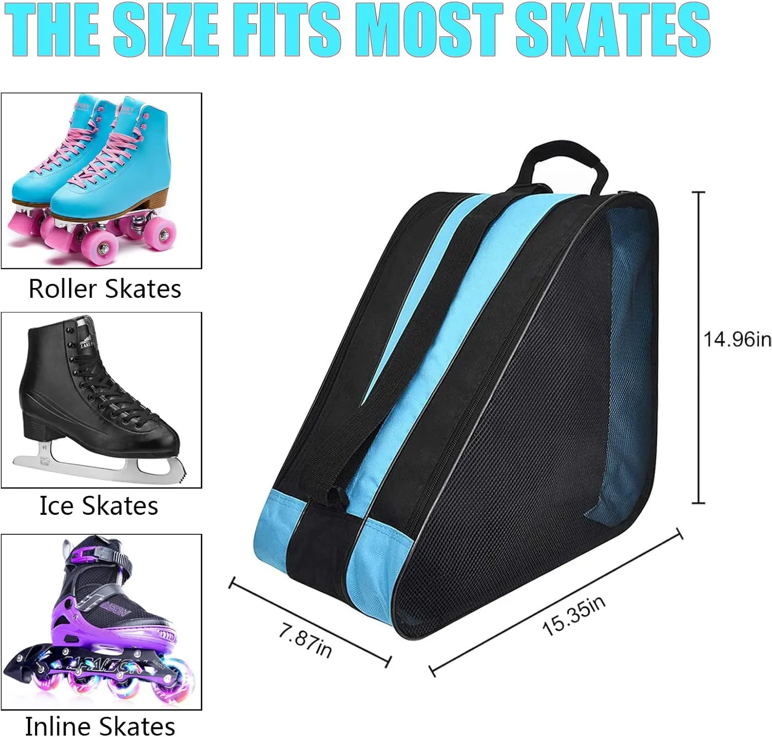 Skate Bags, Great for Roller Skates, Ice Skates, Quad Skates, Inline Skates, Rollerblade, Figure Skates, Ice Hockey Skate - Skate Accessories for Kids and Adults